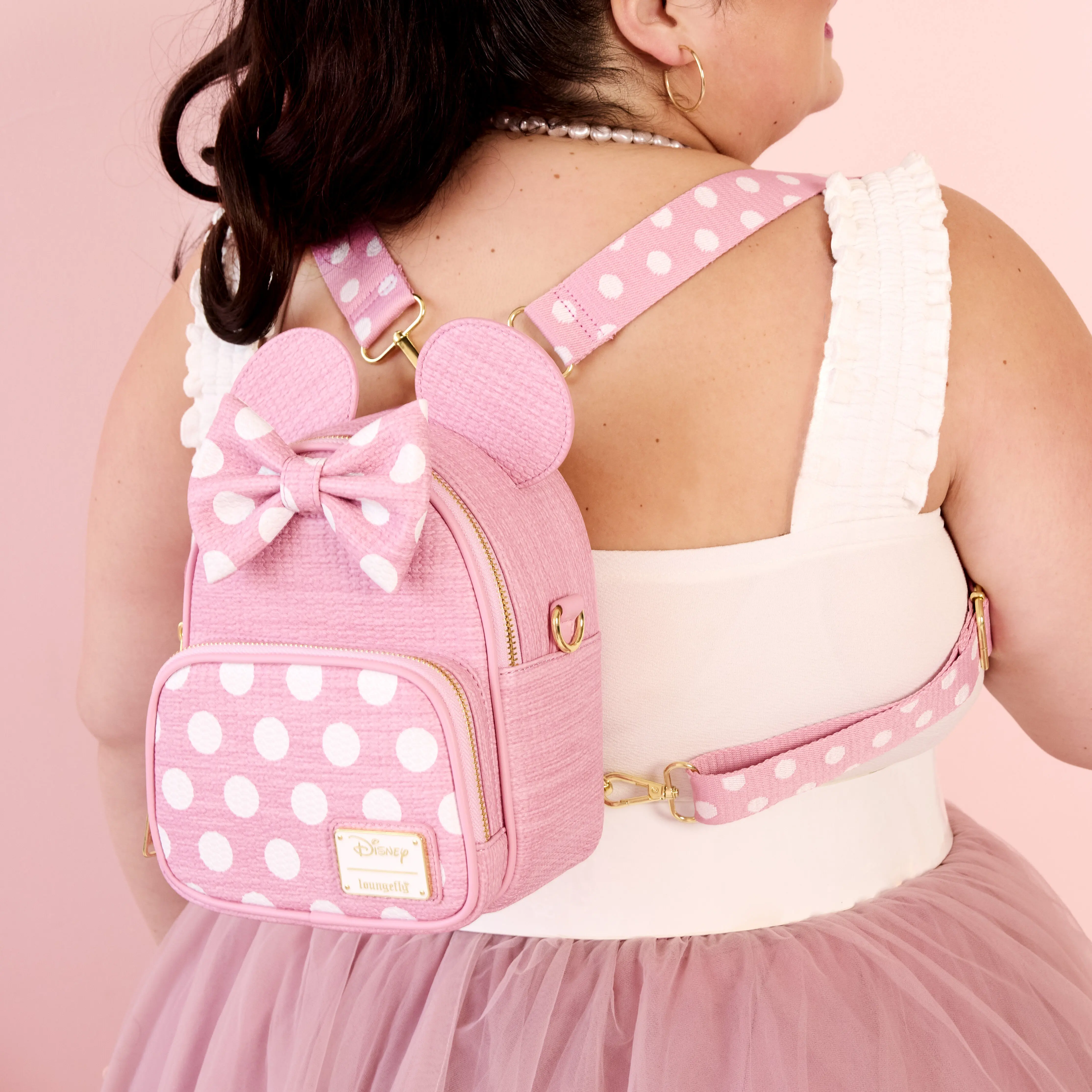 Minnie Mouse Woven Texture Convertible Mini Backpack & Crossbody Bag - Image 4