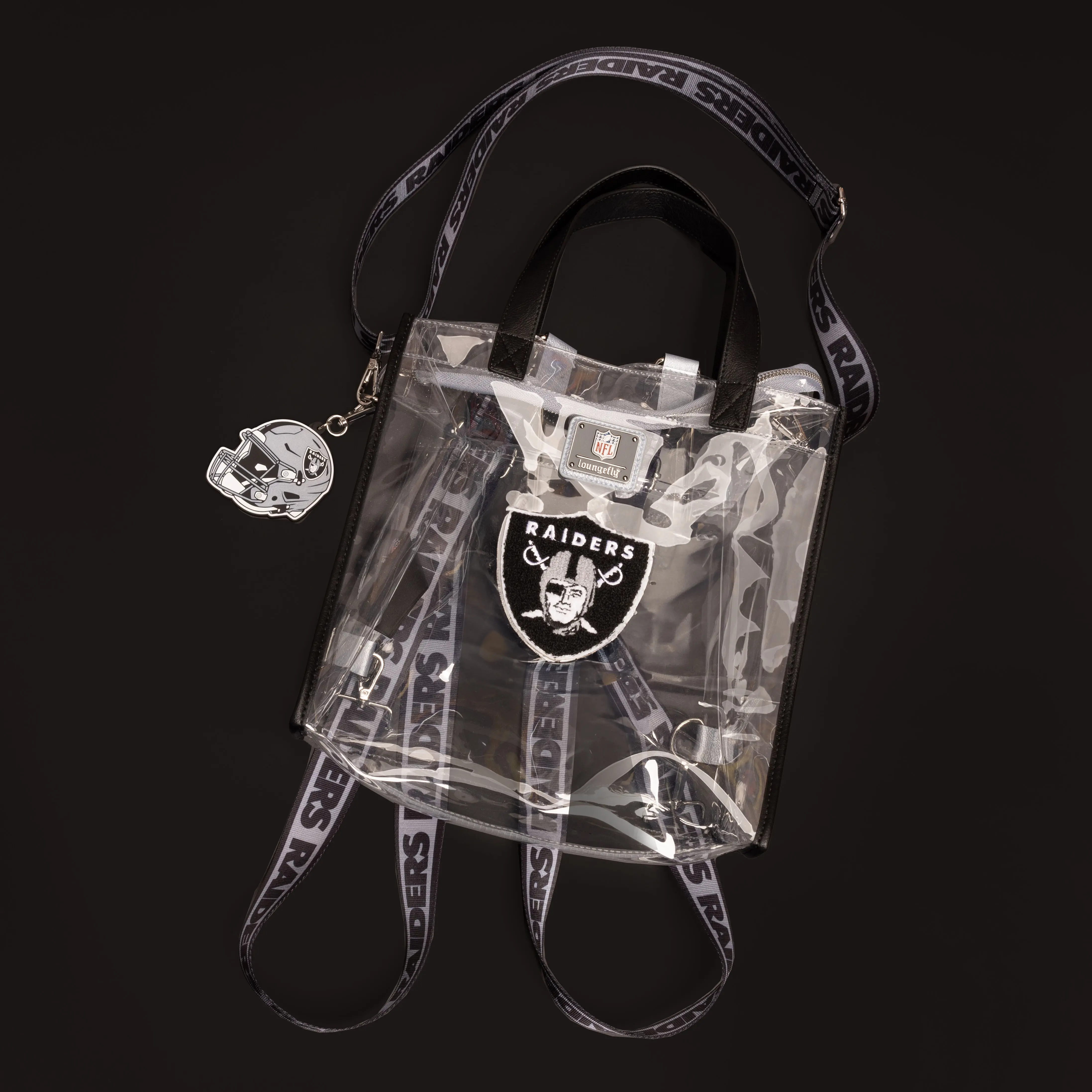 NFL Las Vegas Raiders Clear Convertible Backpack & Tote Crossbody Stadium Bag - Image 2