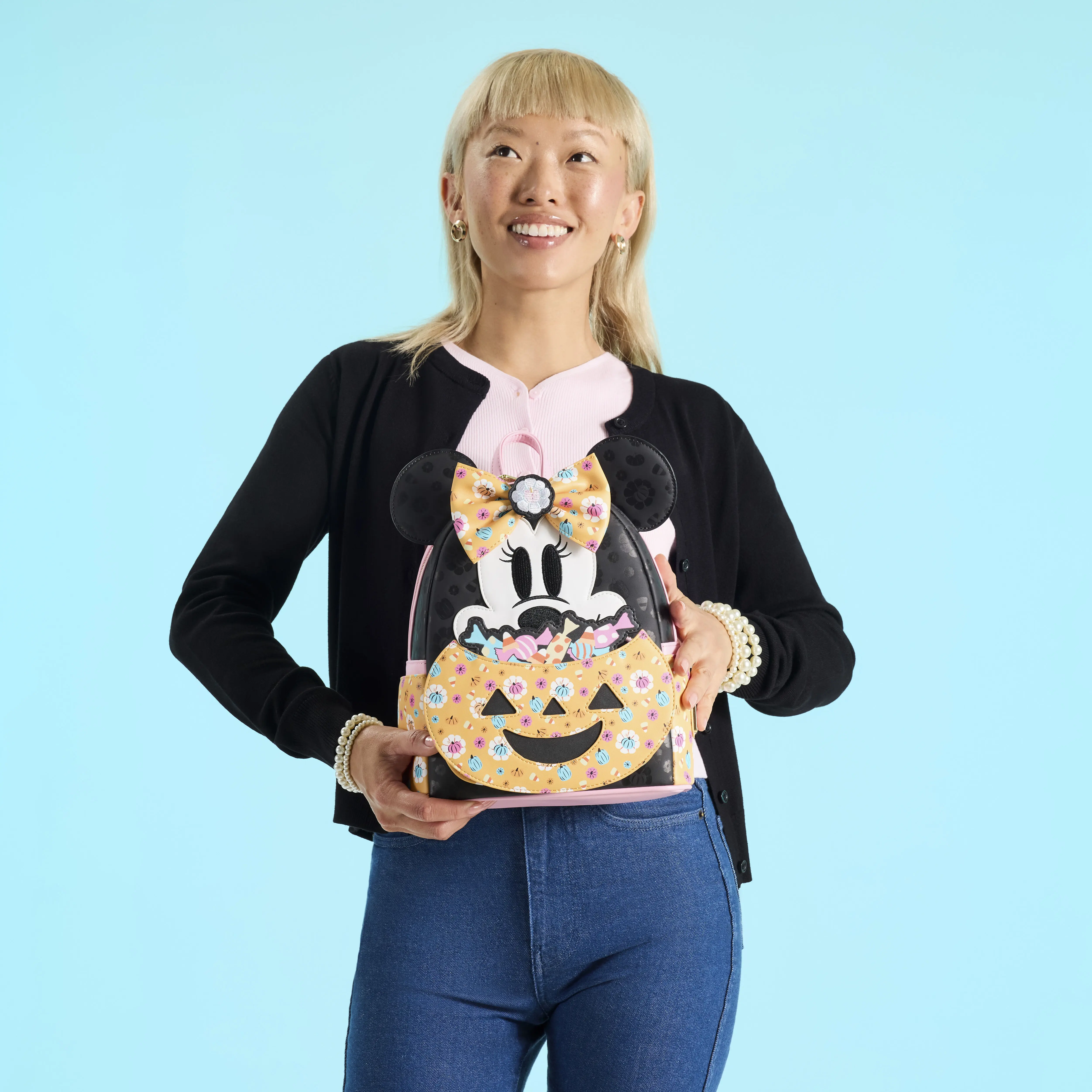 Minnie Mouse Cosplay Floral Pumpkin Glow Mini Backpack - Image 2
