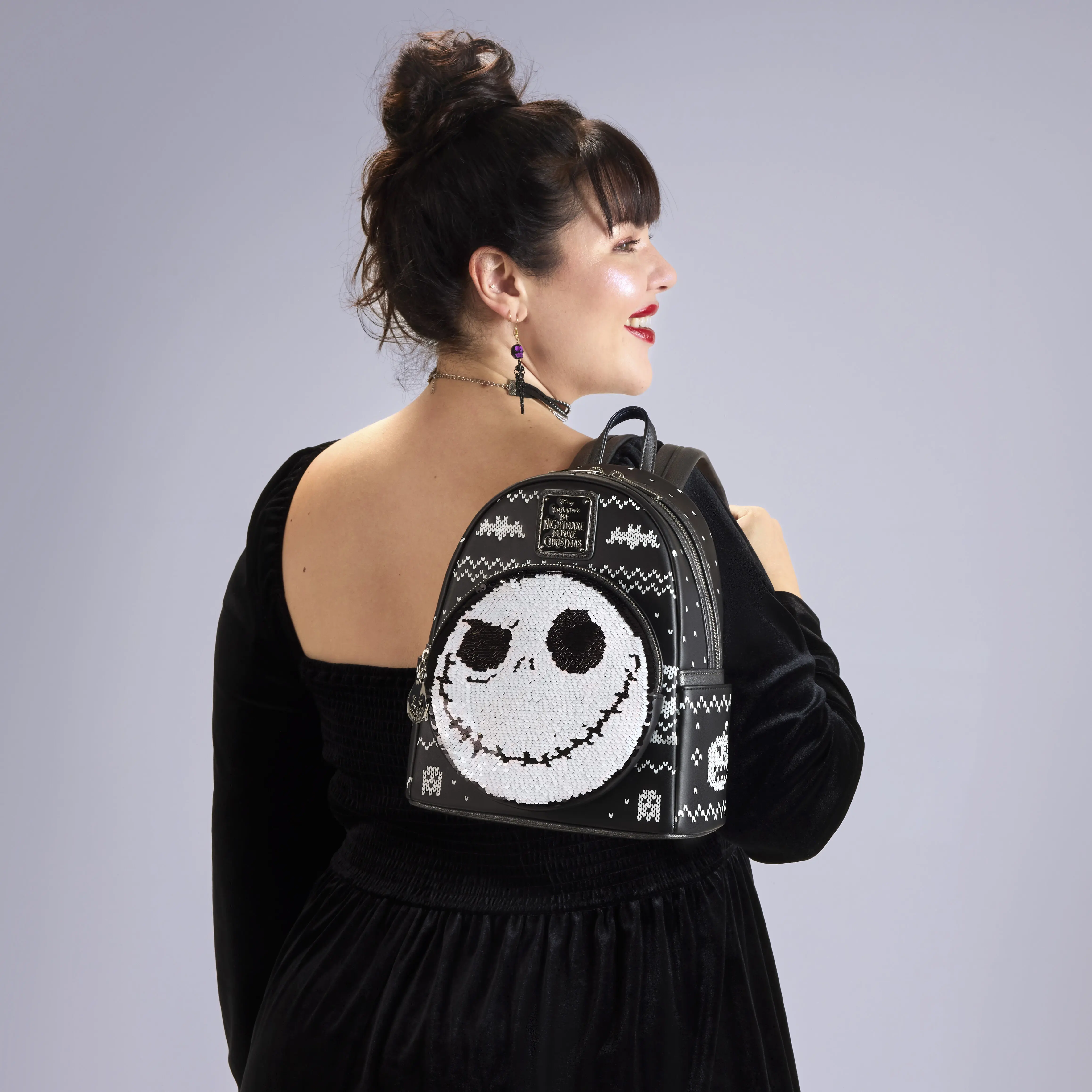 The Nightmare Before Christmas Jack Skellington Reversible Sequins Mini Backpack - Image 3