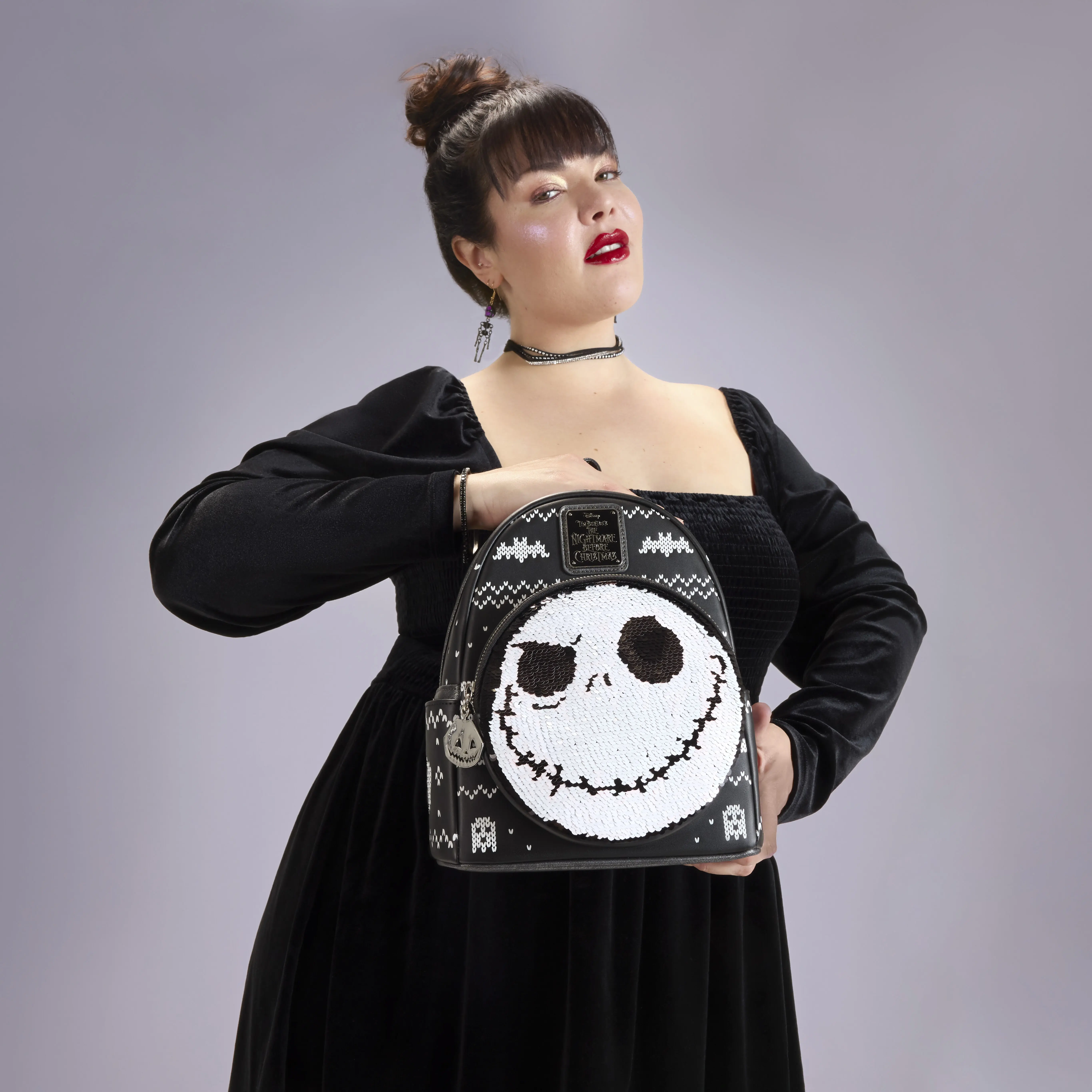 The Nightmare Before Christmas Jack Skellington Reversible Sequins Mini Backpack - Image 2